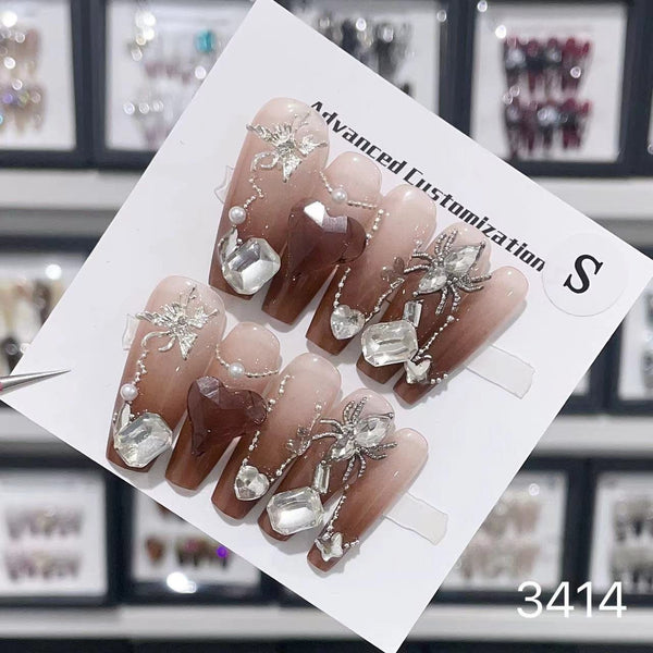 3414#Ice Plum Spider Heart